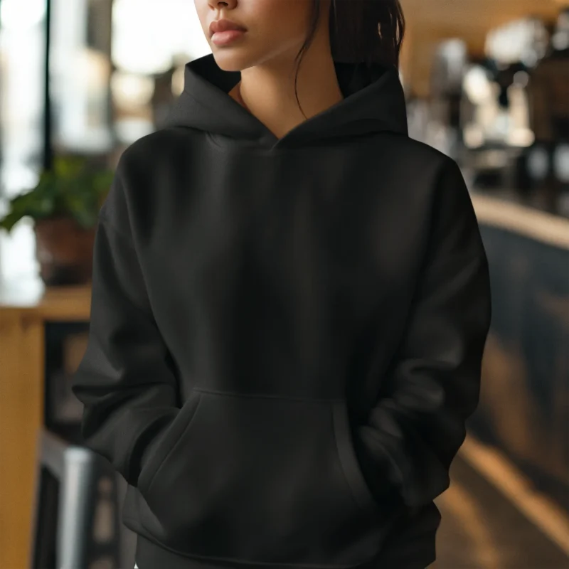 Black Plain Hoodie